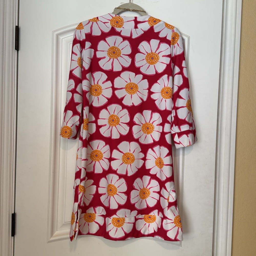 💐LESLEY EVERS; Beautiful & Colorful Floral 3/4 Sleeve Stretchy Dress. Size Sm! - Picture 10 of 15
